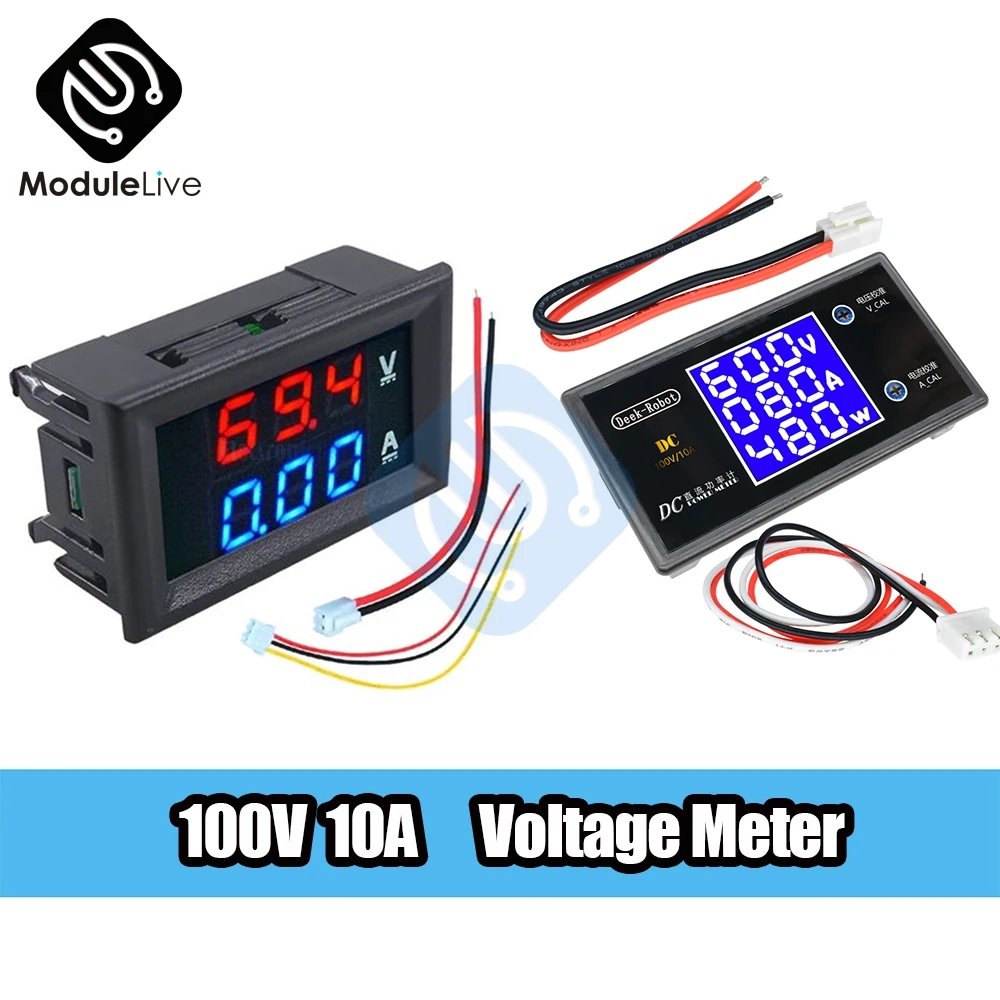 DC 0 100 в 10A 1000 Вт 28 дюймов 56 ЖК Светодиодный Мини цифровой вольтметр Wattmeter Амперметр