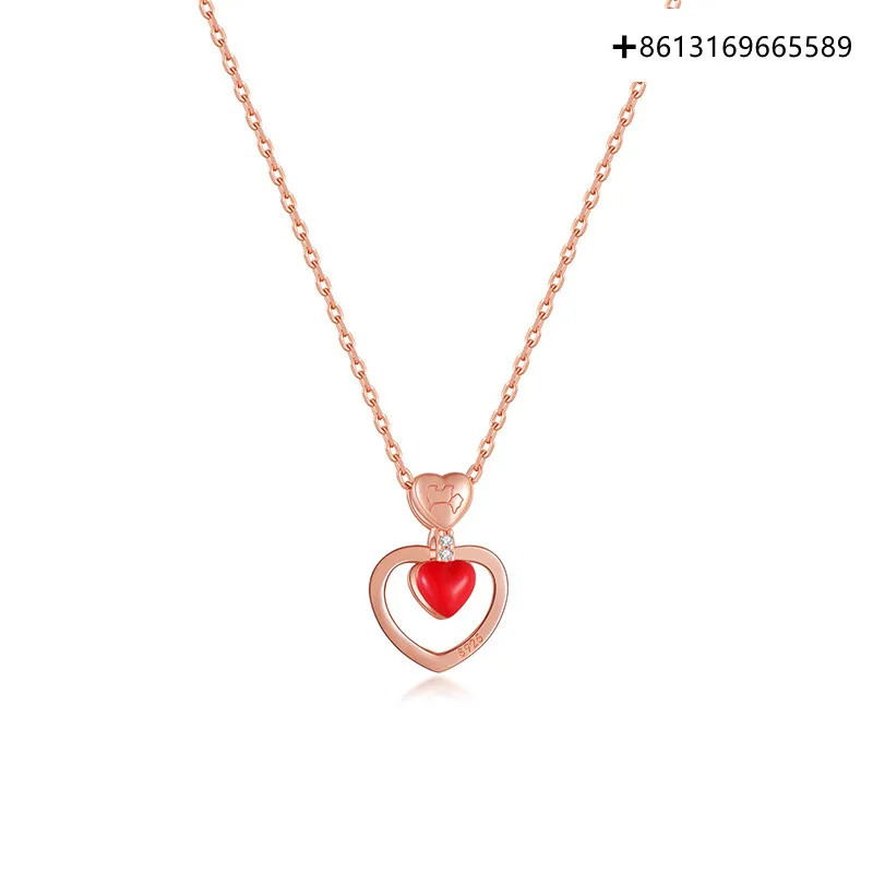 

Fashion boutique S925 Silver Heart of Paris series double love necklace love pendant collarbone chain