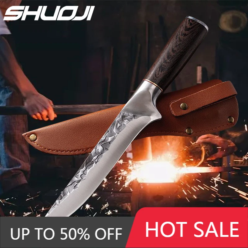 

Кухонный нож SHUOJI с обвалкой, кухонные ножи с чехлом из нержавеющей стали для резки мяса шеф-повара