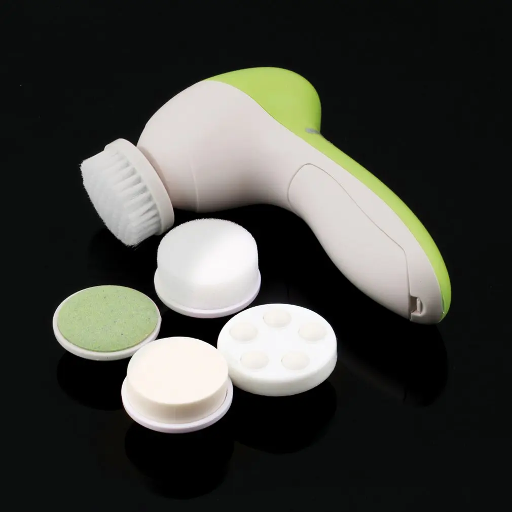 

5 in 1 Electric Silicone Facial Cleansing Brush Sonic Vibration Massage Rechargeable Smart Ultrasonic Face Cleaner