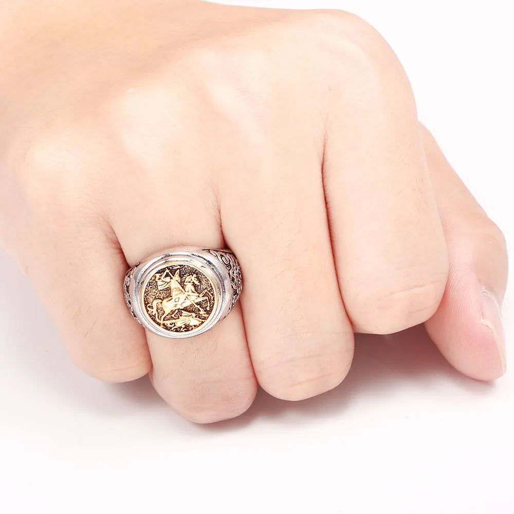 

Bohemian Retro Punk Cool Finger Ring for Men Two-color Gold Metal Roman Soldier Malone Fashion Jewelry Vintage Knight Rings