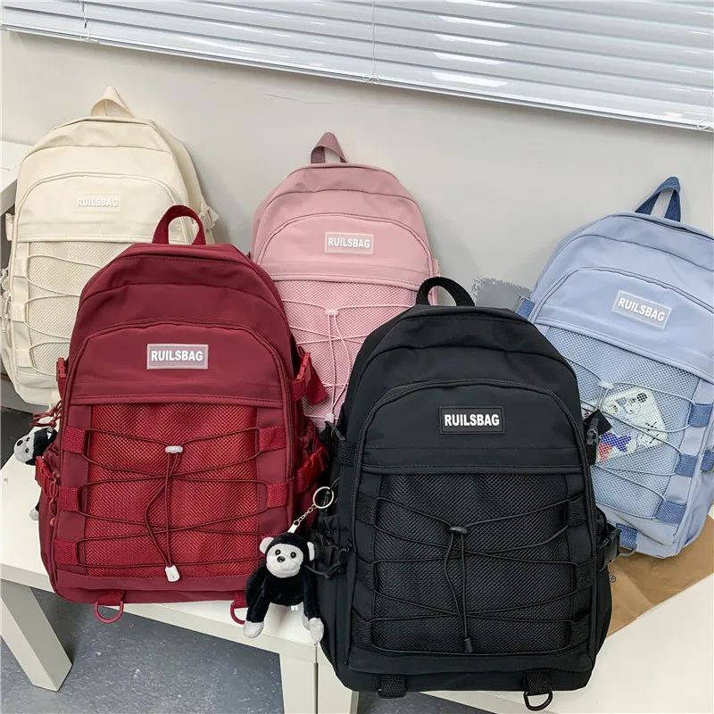 

Японская сумка в стиле Харадзюку для девушек, новинка 2022, Корейская версия, простая вместительная сумка на шнурке для колледжа, рюкзак Модны...