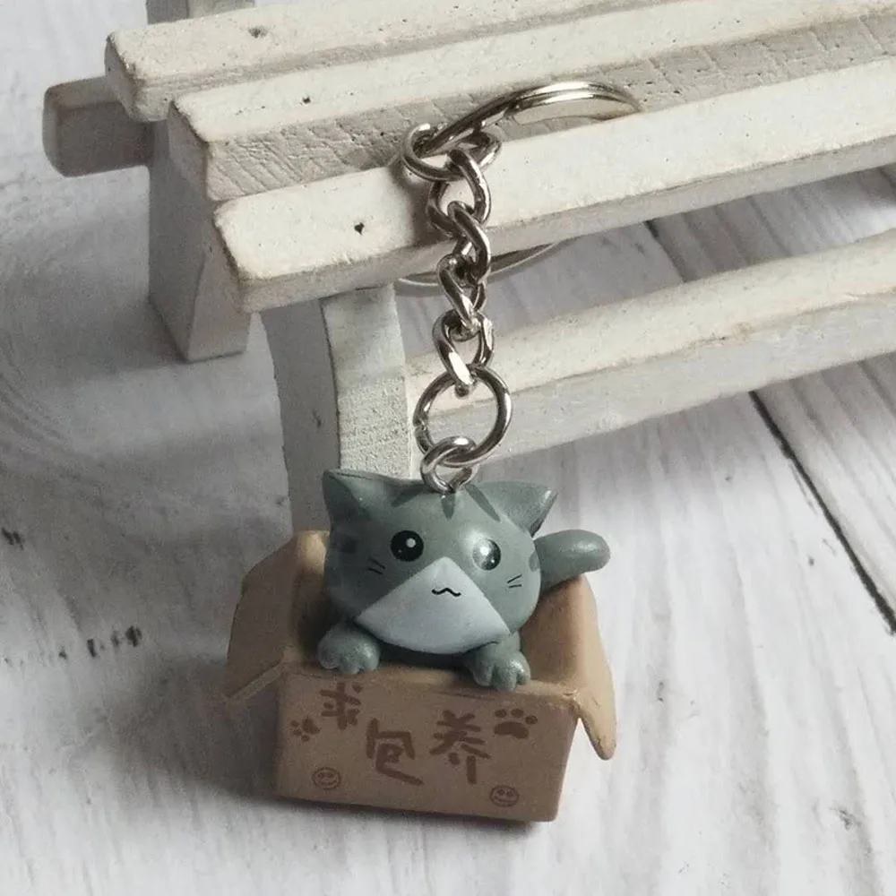 Красочный креативный брелок персональный милый маленький кот коробка для женщин