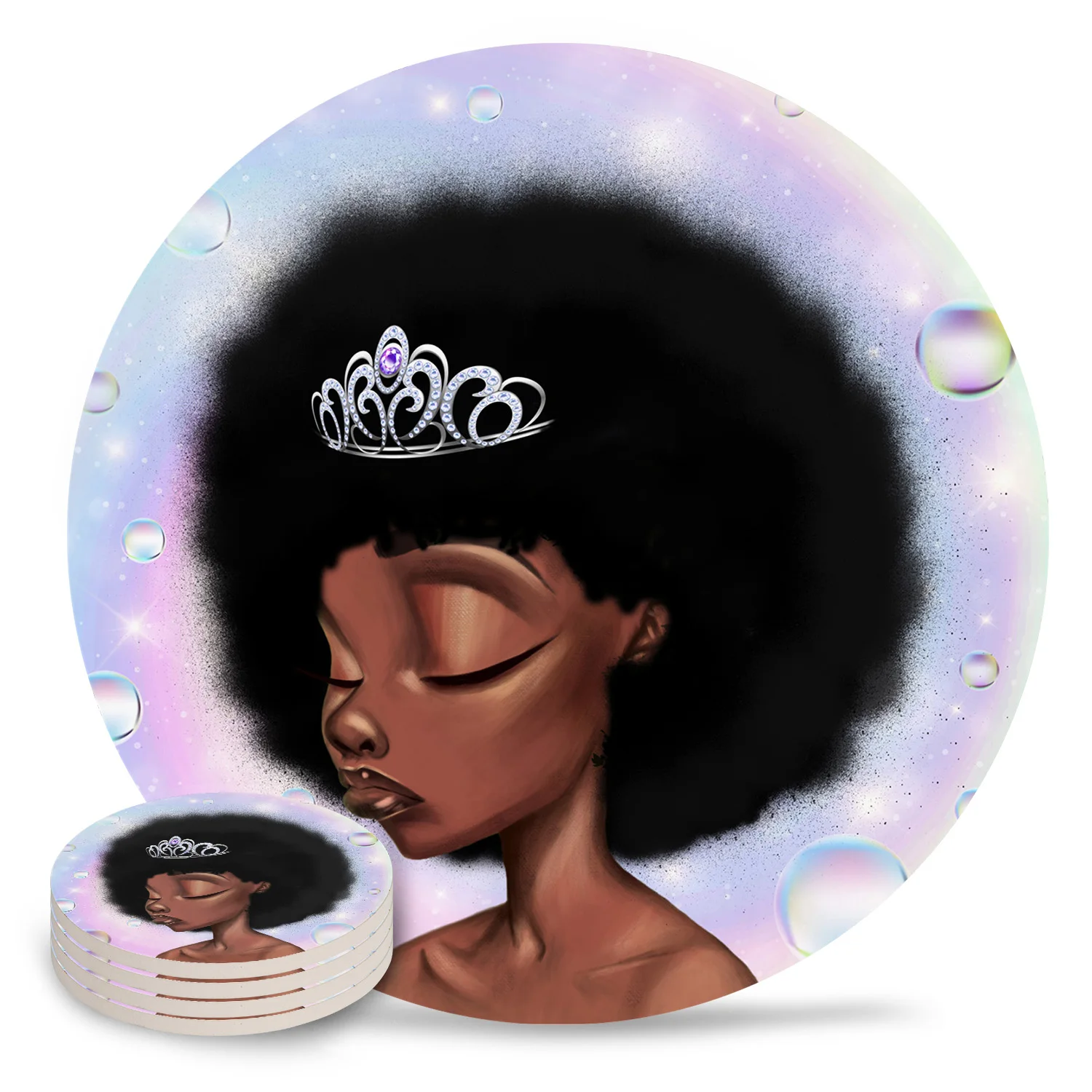 АФРИКАНСКАЯ ДЕВУШКА черные волосы королева пузырь Радуга подставки