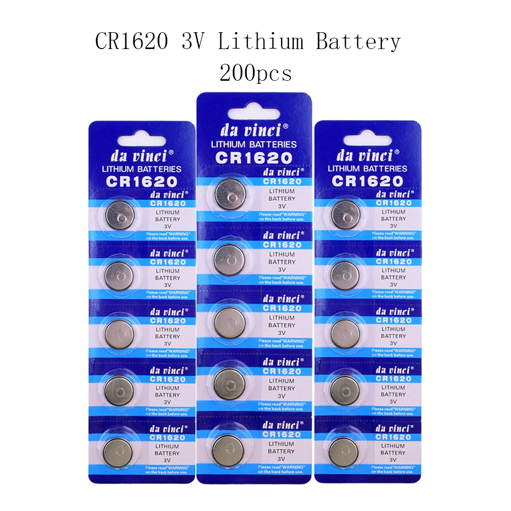200 шт. = 40 карт CR1620 70 мАч литиевый 3 в кнопочный аккумулятор ECR1620 DL1620 5009LC, аккумуляторы для часов, электронных игрушек, пультов дистанционного управления