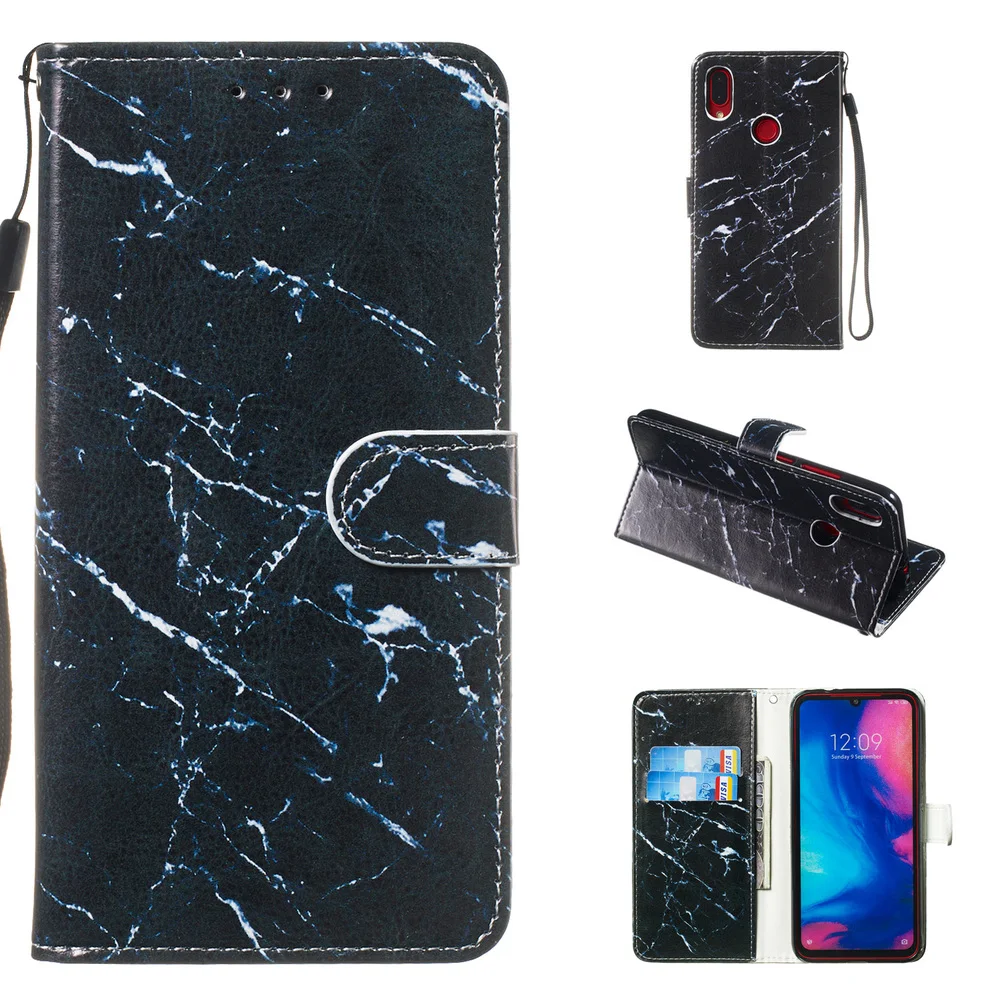Роскошный чехол-книжка с мраморным рисунком для Xiaomi mi A3 mi 9 Lite 9T Red mi 7A K20 Note 6 Pro 7 откидной кожаный чехол-кошелек