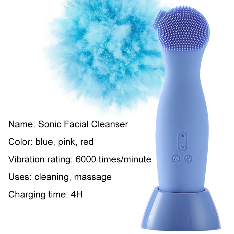 

New Ultrasonic Vibration Electric Facial Cleansing Brush Multifunction Silicone Sonic Face Cleansing Brush Blackhead Remove Tool