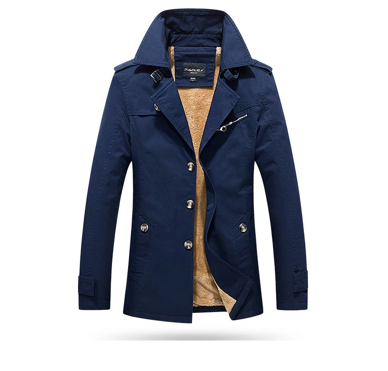 Navy Jacket Вельветовая зимняя мужская куртка, пальто, модный Тренч, новинка, внутренний флис, Брендовое повседневное облегающее пальто, куртка, верхняя одежда для мужчин, ZA283 - Цвет: Navy Jacket