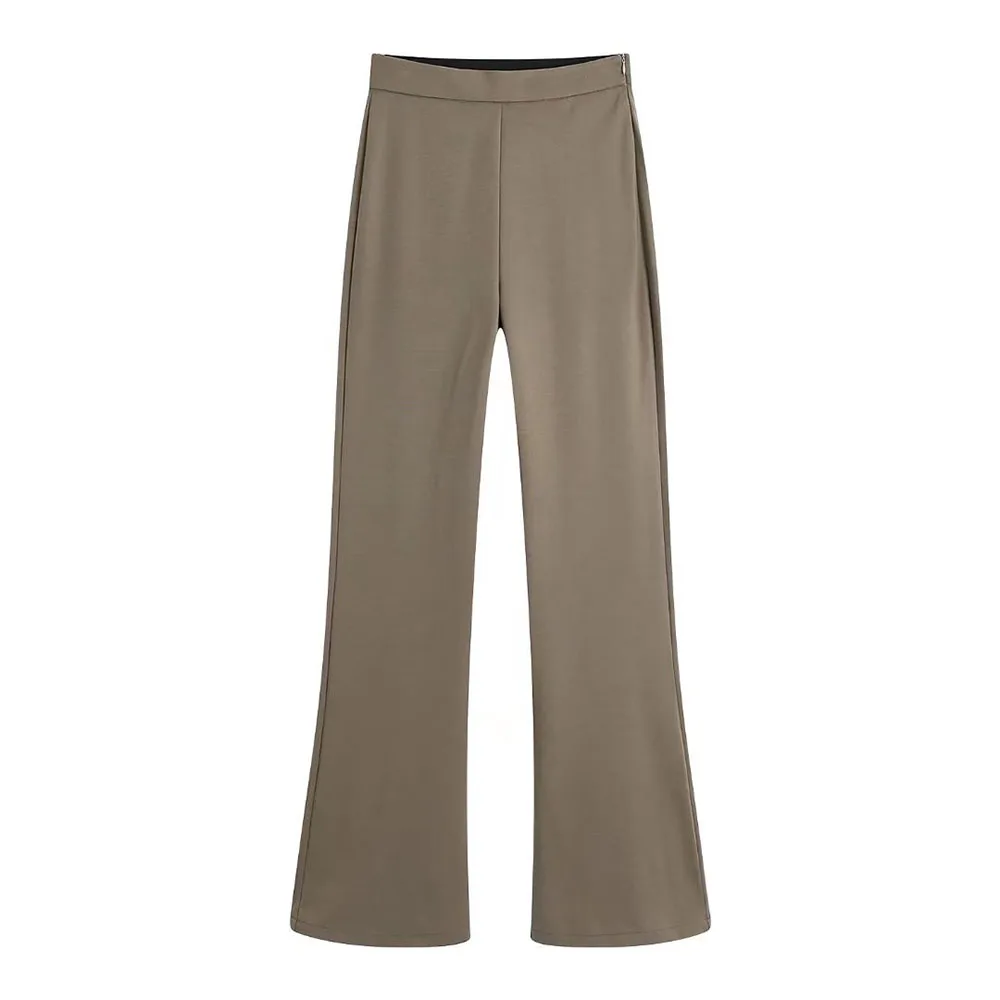 

Willshela Женские Модные расклешенные брюки с высокой талией, невидимая боковая молния, повседневные Элегантные женские брюки, шикарные брюки