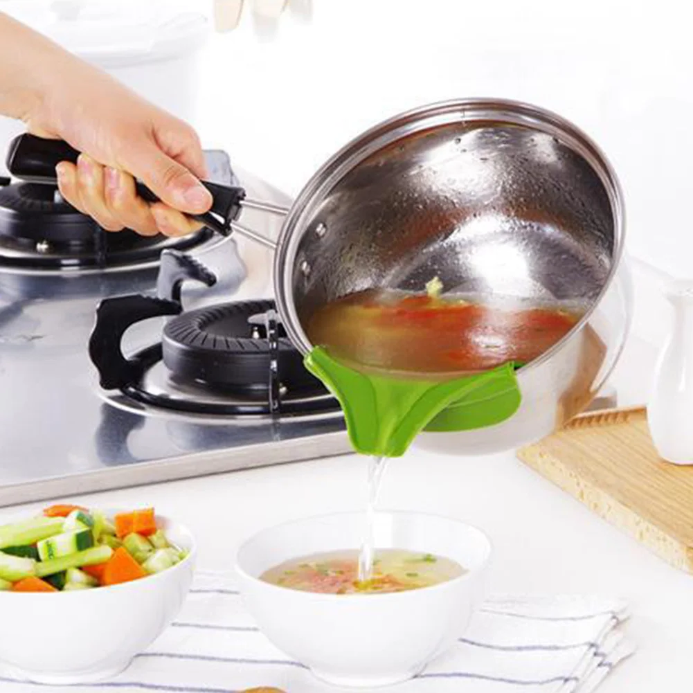 

Home Kitchen Anti-spill And Leak-proof Pot With Round Mouth Edge Deflector Silicone Liquid Deflector Nozzle Pouring Soup Funnel