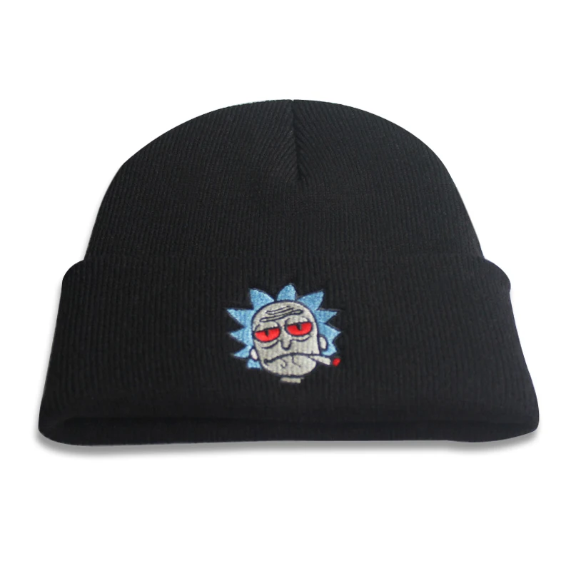 Rick And шапка Морти, зимняя, осенняя, модная, Вязанная, черная, лыжная шапка, толстая, теплая шапка, шапка, капот, мягкая, Вязанная, шапочки, хлопок
