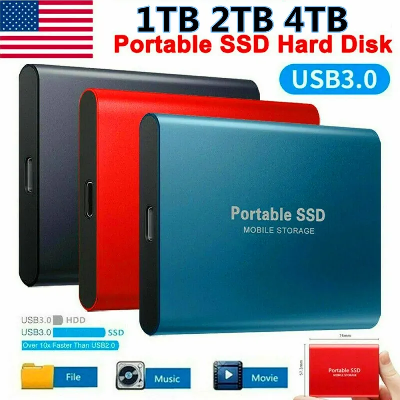 

Original new 4TB 3TB 2TB External SSD 1TB 500G Mobile Solid State Hard Drive USB 3.1 External SSD Typc-C Portable Hard Drive ssd