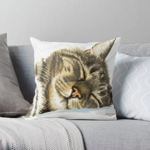 

Sleeping Tabby Cat Printing Throw Pillow Cover Office Fashion Waist Sofa Wedding Bed Comfort Fashion Square Pillows not include