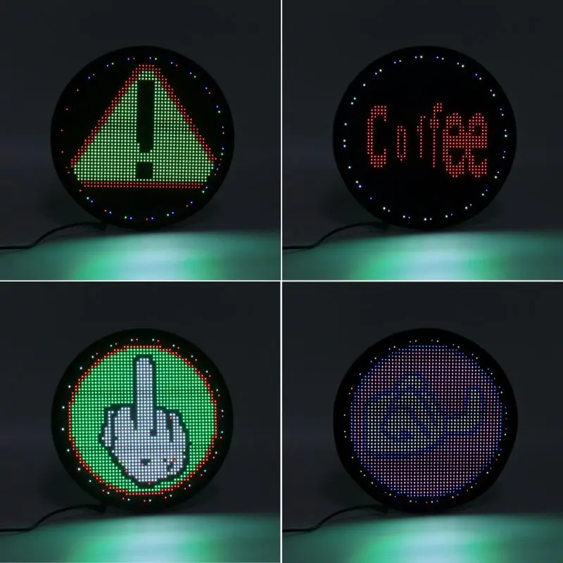 

Round Car LED Lamp Phone Wifi Remote Control DIY Colorful Display Board Light 45BD
