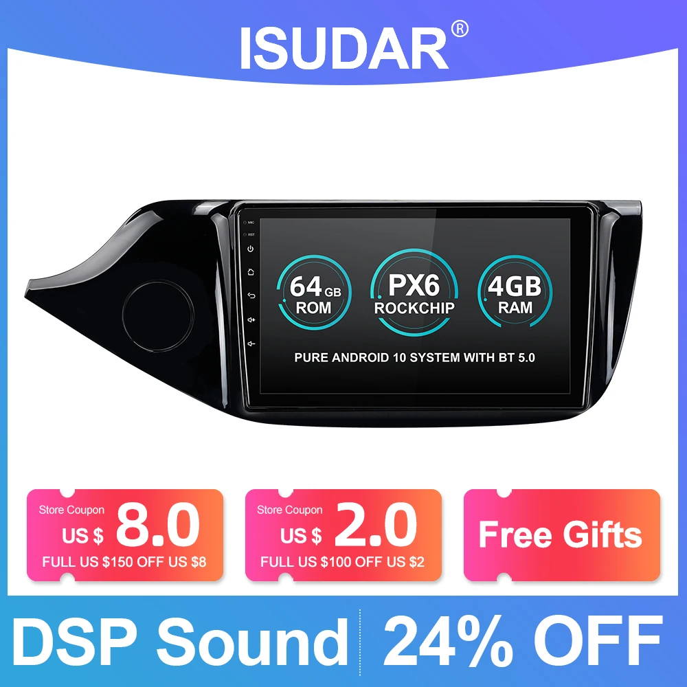 Автомагнитола ISUDAR PX6 1 Din Android 10 для Kia CEED Cee 'd 2 JD 2012 2016 Авторадио мультимедиа GPS 6