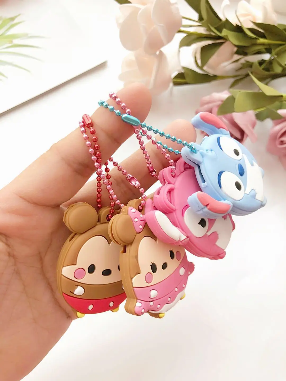 Disney Mickey Minnie Winnie The Pooh Figure Model Keychain Cartoon Key Chain Creative Bag Pendant Accessories Girls Gifts | Игрушки и