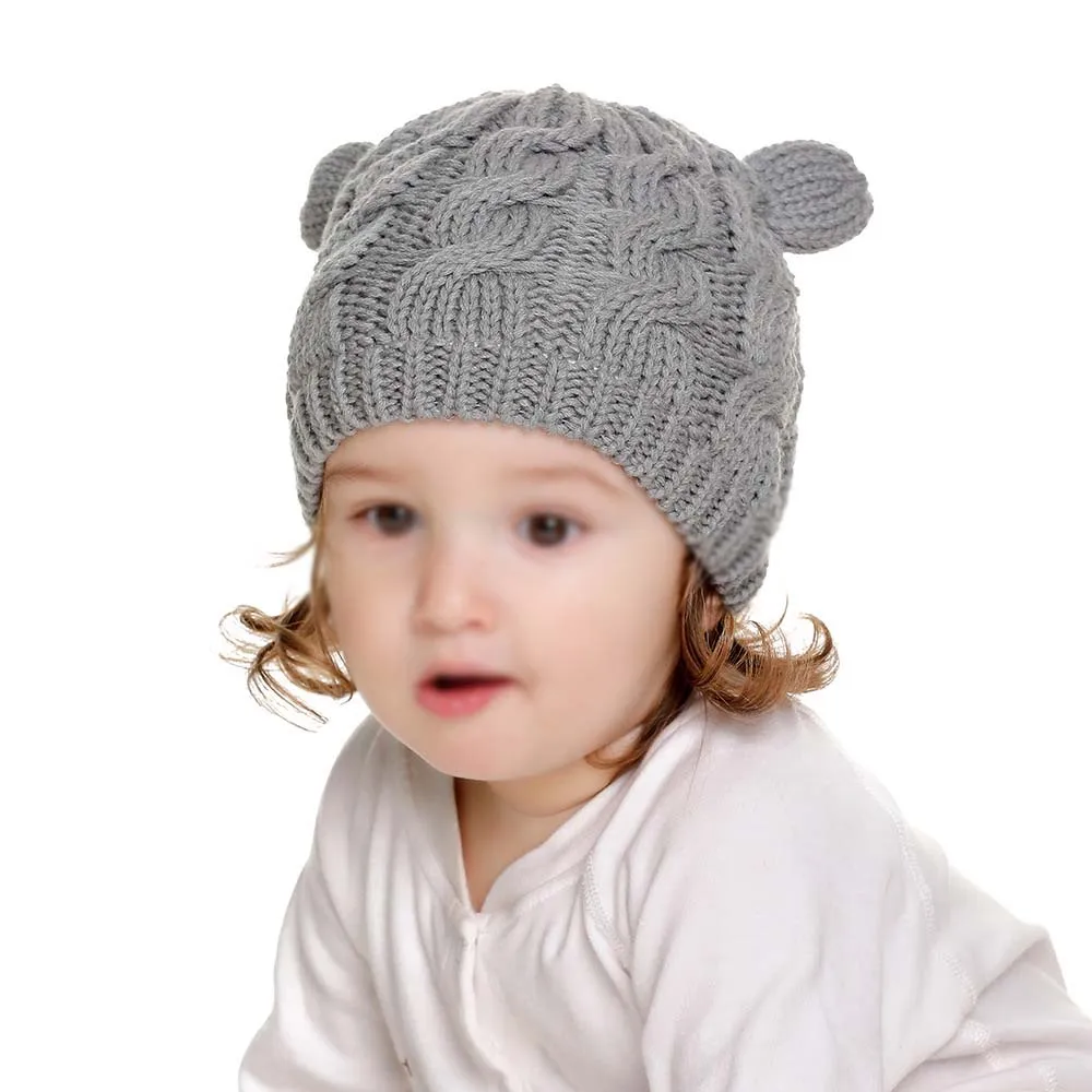 

Autumn Winter Baby Hat and Mittens Set Kids Knitted Cotton Beanie Cap Winter Warm Boys Girls Baby Toddler Caps