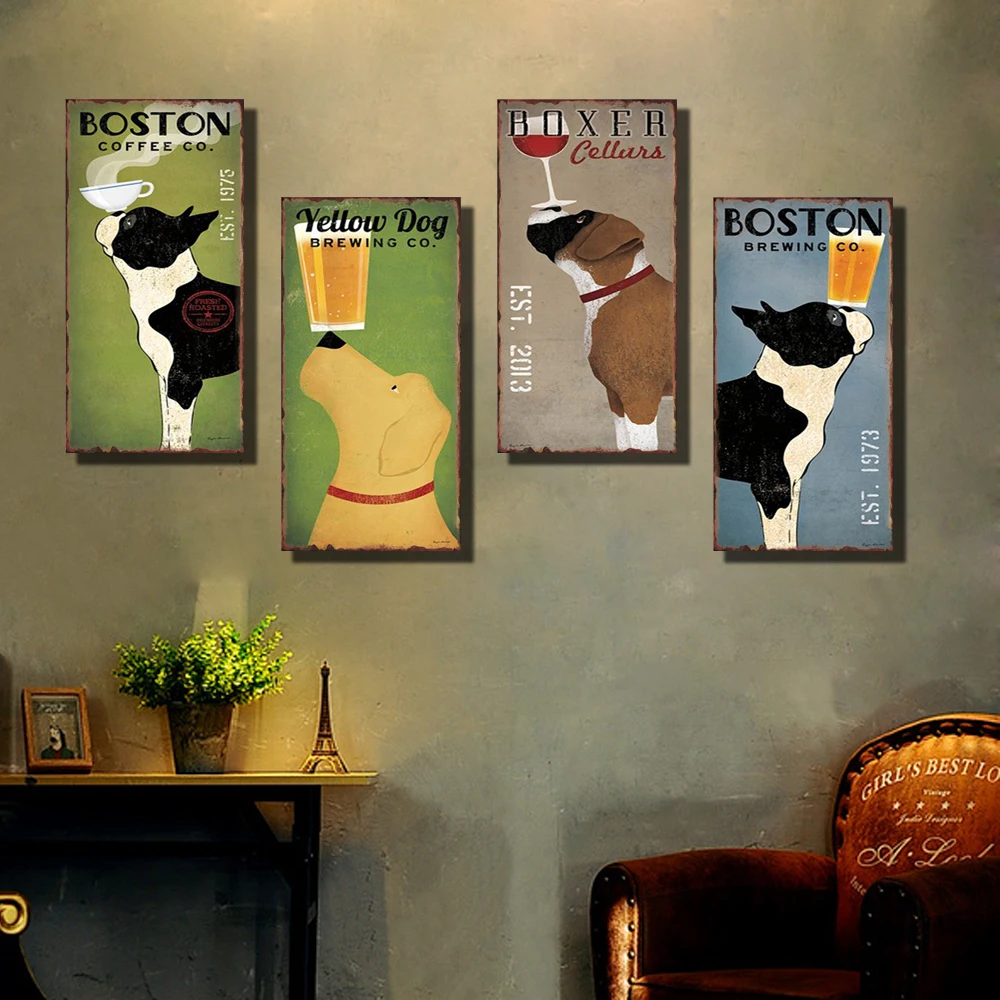 Dog Shabby Chic Home Bar Cafe Vintage Wall Decor Art Metal Tin Signs Pub Tavern Retro Decorative Plates Poster 15x30 | Дом и сад