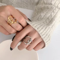 fashion metal twist rings for women personality big statement open ring adjustable simple jewelry