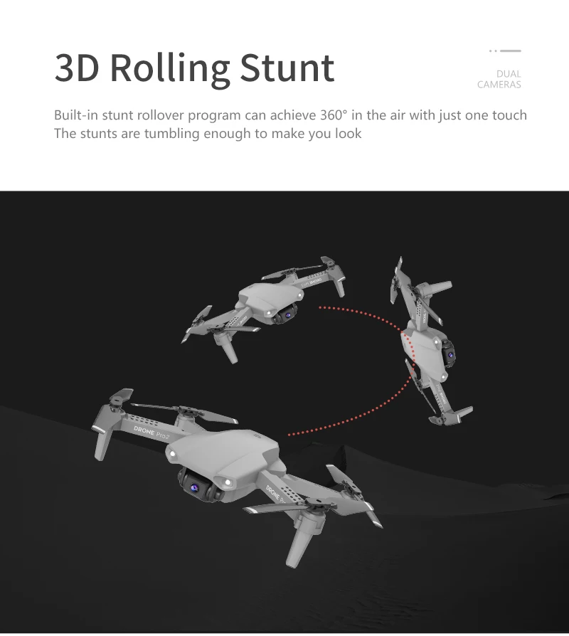E99 Pro2 RC Mini Drone 4K 1080P 720P Dual Camera WIFI FPV Aerial Photography Helicopter Foldable Quadcopter Dron Toys