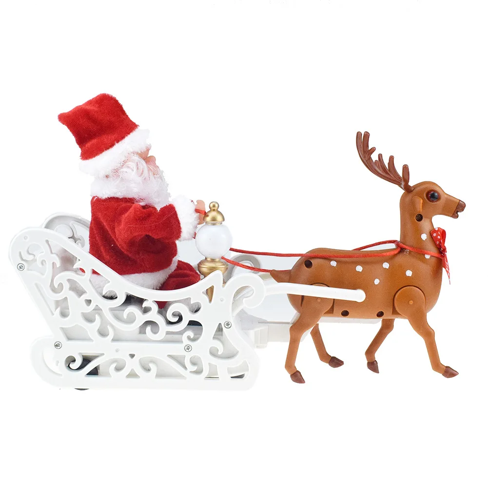 Merry Christmas Elk сани Санта Клаус кукла с музыкой электрический автомобиль игрушки для