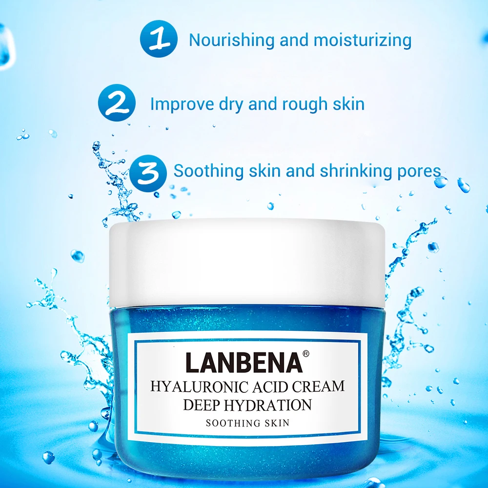 

LANBENA Hyaluronic Acid Facial Cream Deeply Moisturizing Serum Shrinking Pores Soothing Skin Whitening Anti-aging Face Care 40g