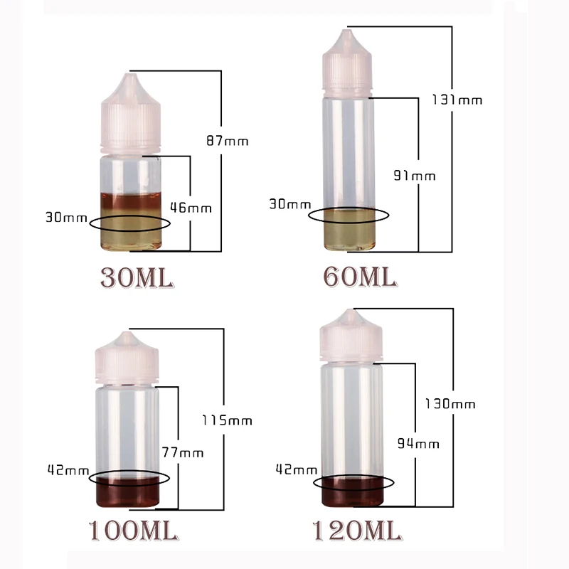 50PCS 30ml 60ml 100ml 120ml Empty Plastic PET Transparent Dropper Bottles E Liquid Vape Juice Bottle with Translucent White Caps | Красота и