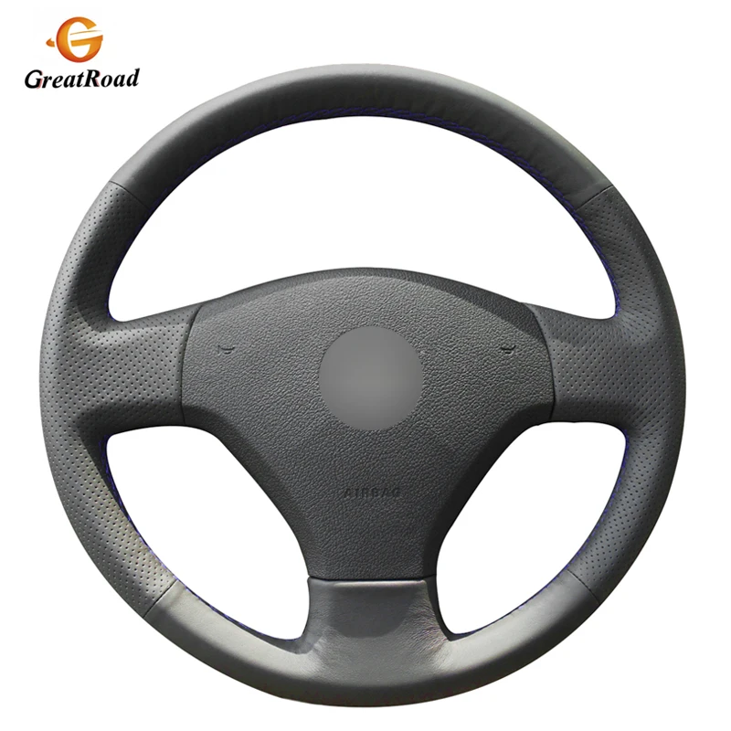 Сшитая вручную черная оплетка рулевого колеса из натуральной кожи для Volkswagen VW Jetta