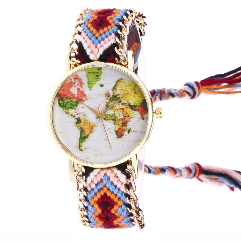 Женские вязанные плетеные веревочные часы браслет Простые Модные кварцевые с