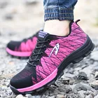 Женские повседневные дышащие ботинки со стальным носком, Рабочая защитная обувь, рабочие защитные ботинки, женская Нескользящая защитная обувь для мужчин