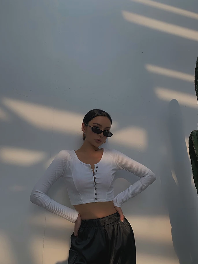 2019 Новая модная женская одежда осенняя футболка с длинным рукавом сексуальная