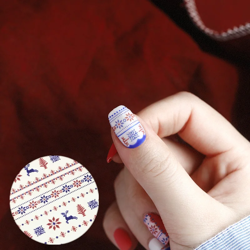 

Newest HANYI-028 Deers and snowflake design 3d nail art stickers Japan style nail decal decoration tips