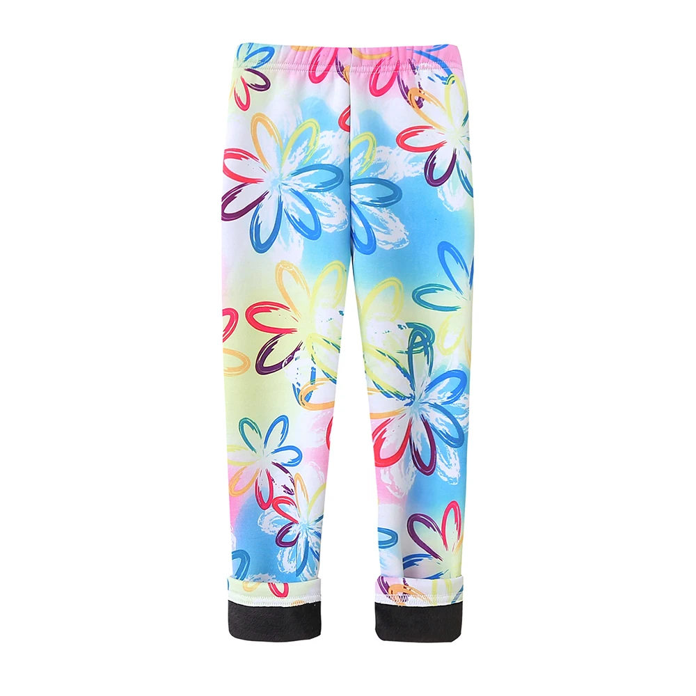 

Kids Girls Winter Pants Knitted Tights Floral Print Elastic Waist Printing Warm Toddlers Trousers Children Leggings Trousers