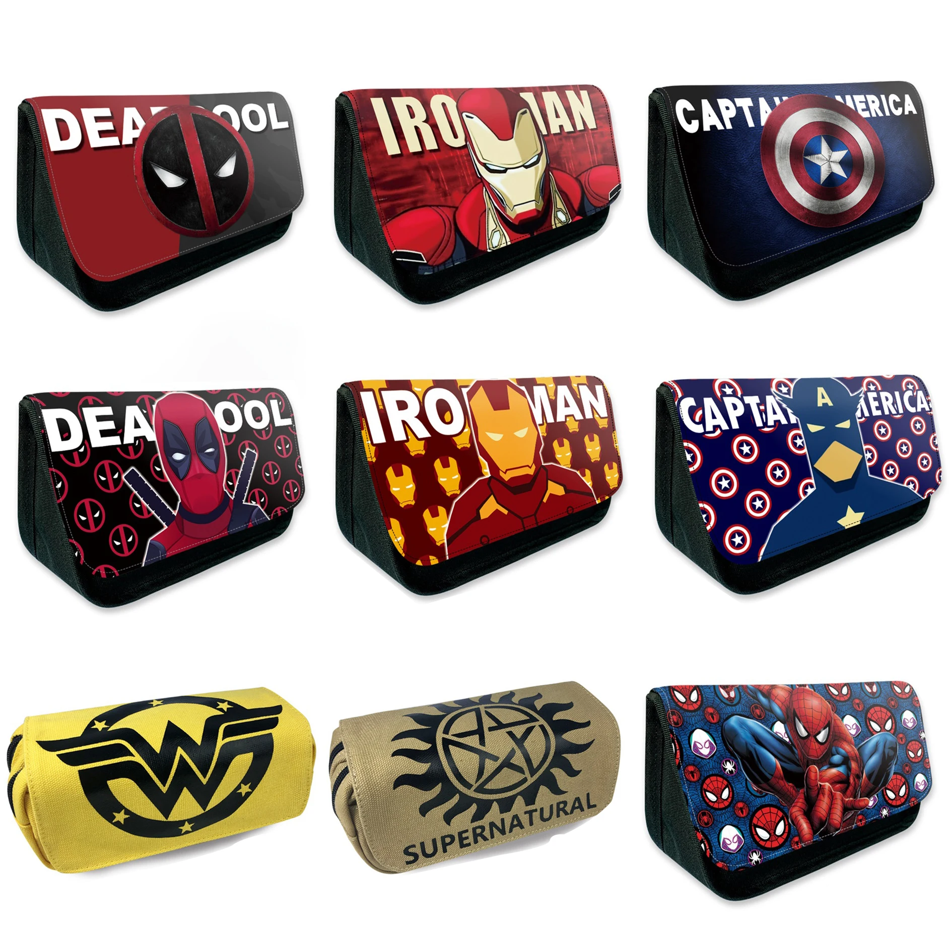 

Вместительные канцелярские товары Марвел Железный человек, Холщовая Сумка для карандашей, студенческий кошелек, школьные принадлежности, ...