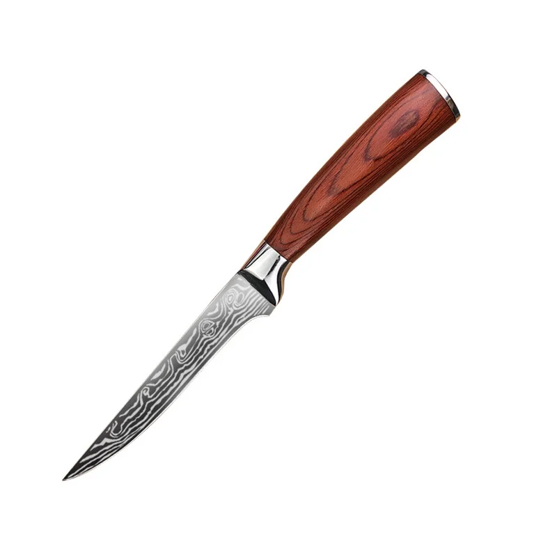 

Damascus Boning Knife Sharp Cut Meat Professional Pick Bone Slices Knife Stainless Steel Wooden Handle Kitchen Cooking Tool