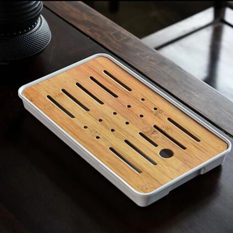 Высококачественный имитация керамики деревянный поднос для чая дренажный набор