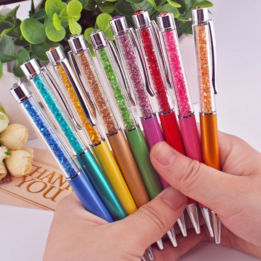 

18 Colors New products exquisite crystal pen gifts water drill metal ball pen business oily metal pen Office & School stationery