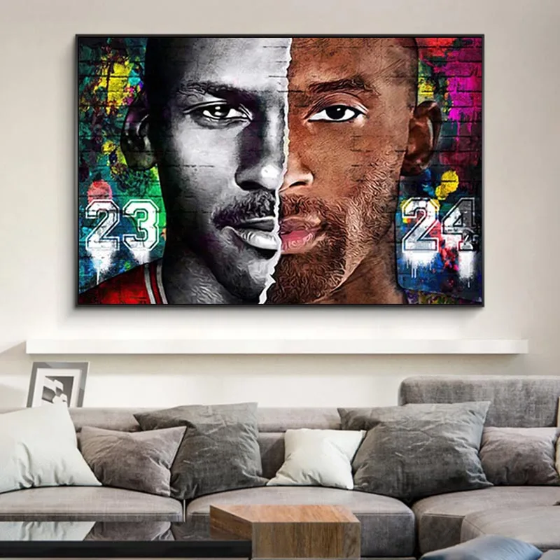 

Famous Basketball Player Art Canvas Painting Wall Art Posters and Prints Basketball Canvas Motivational Sports Print Decoration