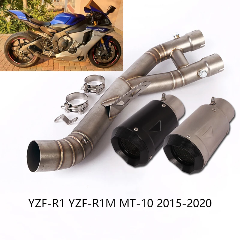 

Motorcycle Slip-on Exhaust Set Delete Catalyst Mid Pipe 61mm Muffler Escape for Yamaha R1 R1M YZF-R1 YZF-R1M MT-10 2015-2023