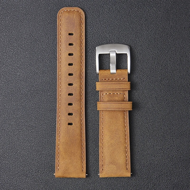 Genuine Leather Watch Band 20mm 22mm Watch Strap Quick Release Vintage Leather Watch Bands for Men Women Retro Brown Black Gray