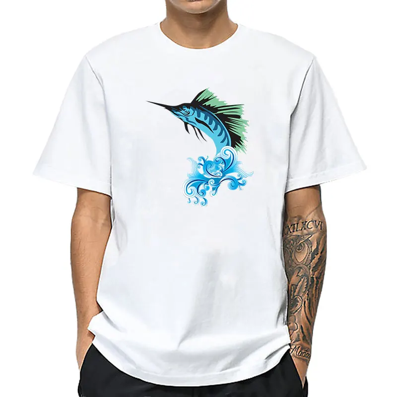 Маунтшарп синий Марлин мужские футболки Harajuku мультфильм шаблон Футболка уличная