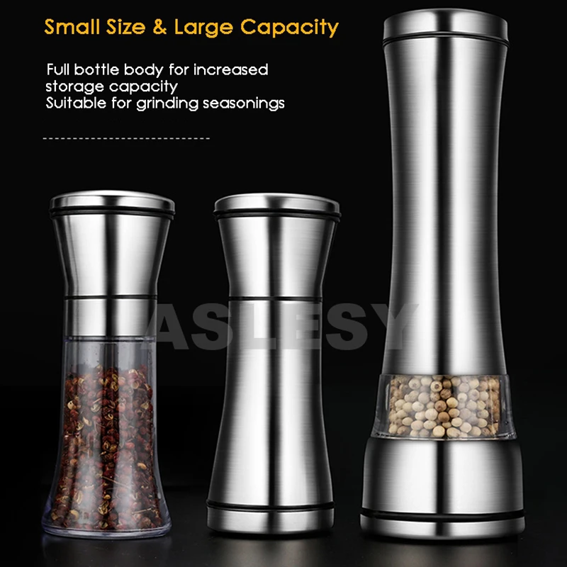 

Pepper Grinder Salt Shaker Best Spice Mill with Brushed Stainless Steel Ceramic Blades Adjustable Coarseness Home Kitchen Tools