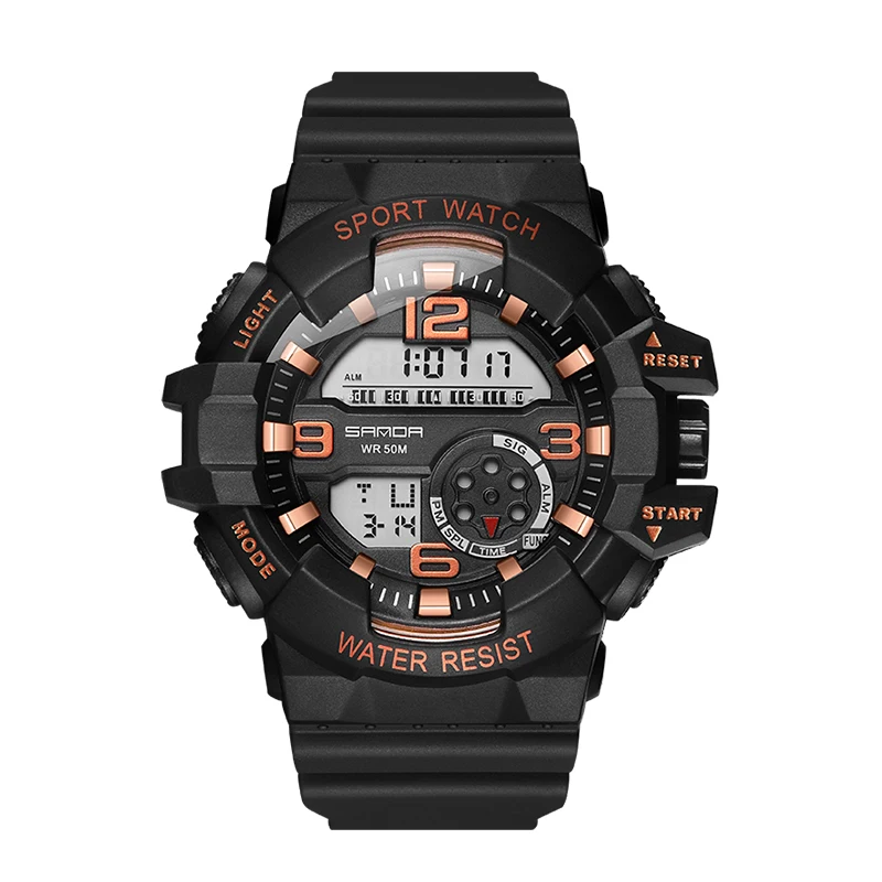Цифровые мужские водонепроницаемые студенческие часы модные