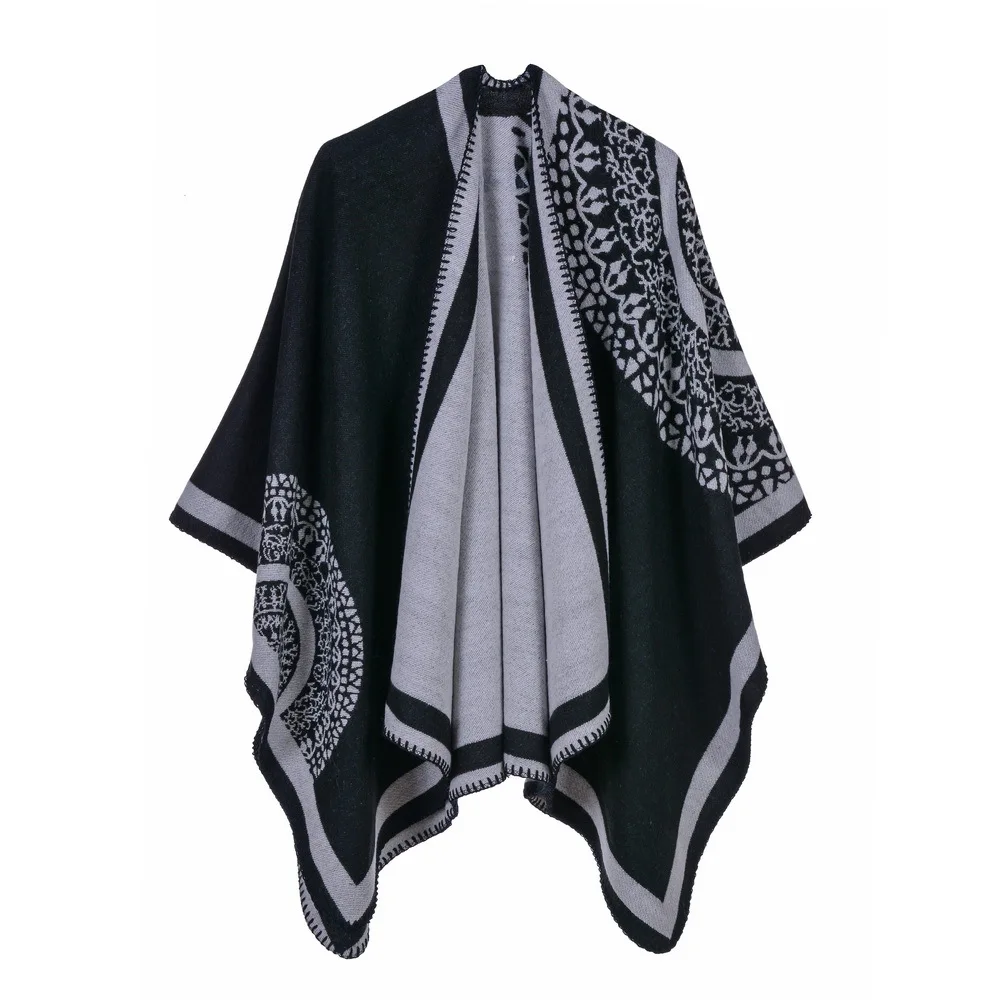 

Imitation Cashmere Cape Reversible Shawls Women Soft Echarpes Pashmina Jacquard Poncho Mujer Bufanda Pallium Oversize Mantilla