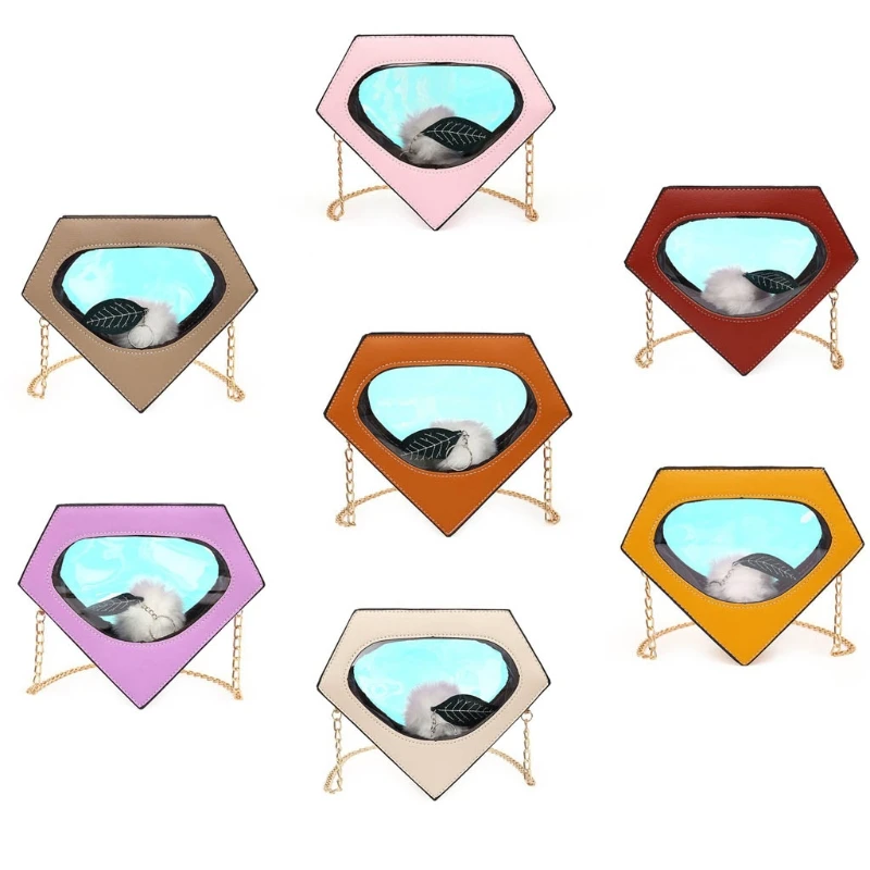 

Сумка кросс-боди Женская с голографической цепочкой, модный саквояж на плечо в форме алмаза, дорожный мессенджер, тоут-сумочка для покупок