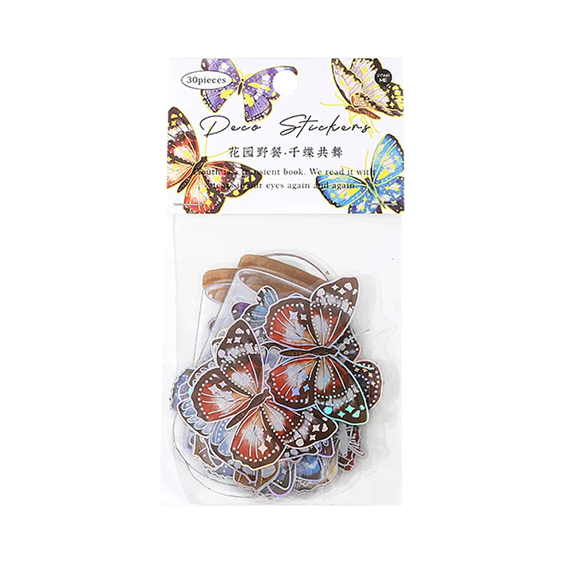 

Sticker Garden Picnic Pet Hot Stamping Waterproof Literary Retro Plant Flower Butterfly Mushroom Ins Wind Cute Girl