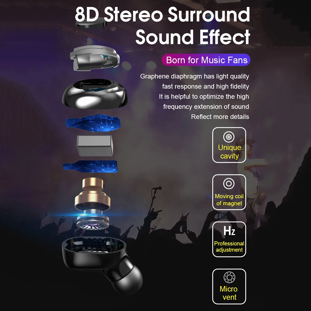 S11TWS 5 0 Bluetooth Wireles наушники сенсорный Управление 9D игровая гарнитура светодиодный