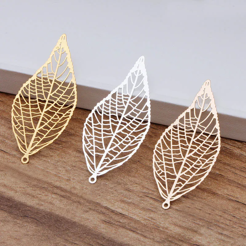 43x20mm Filigree Leaf Earring &amp Pendant Drops Findings DIY Crafts Vintage Charms Metal Hair Clasp Bu Yao Making Multi-color | Украшения