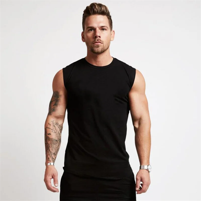 

Cotton Gym Clothing Mens Workout Sleeveless Shirt Bodybuilding Tank Top Fitness Sportswear Mens Vests Muscle Singlets Tanktop