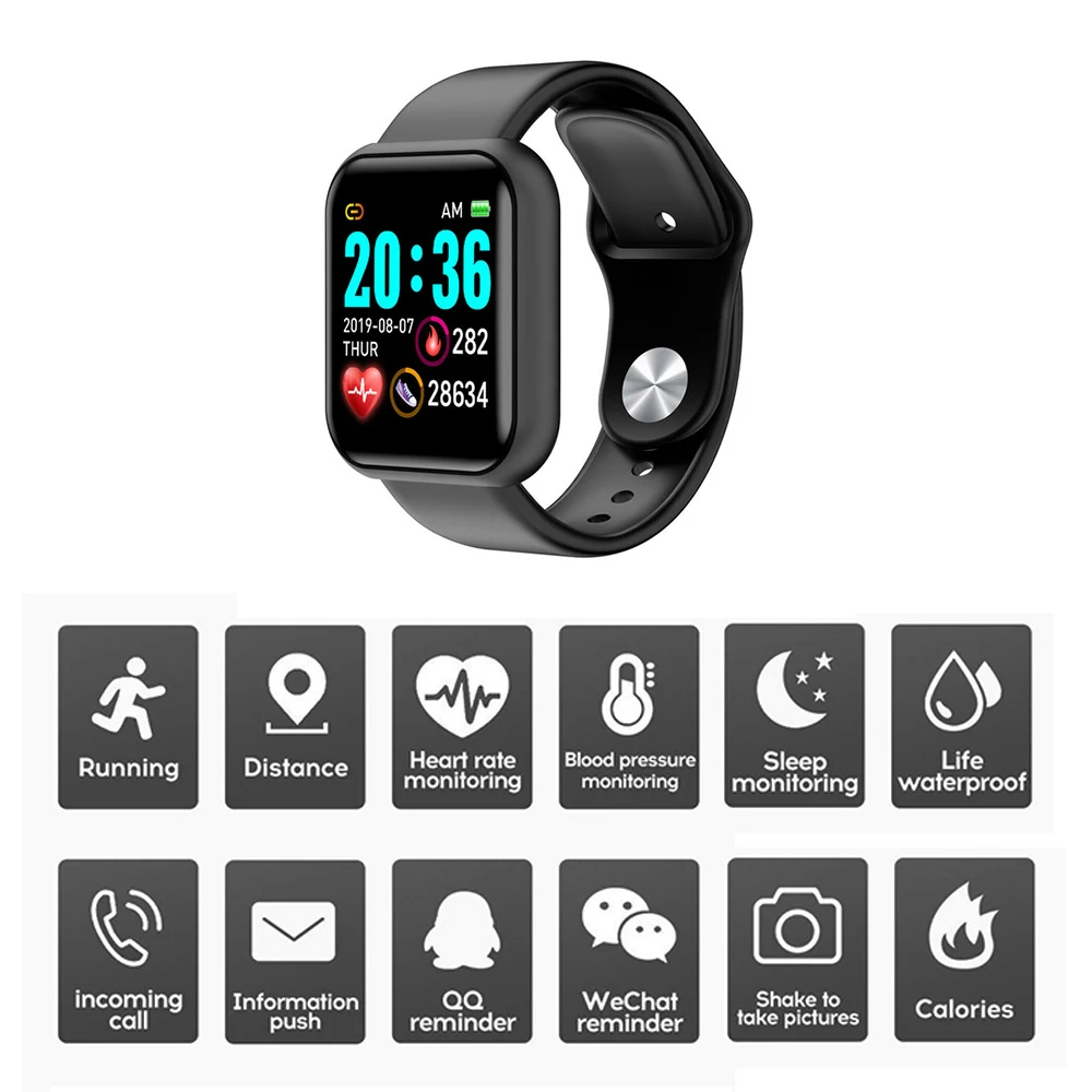 Смарт часы Y68 мужские с пульсометром трекером сна и Bluetooth|Смарт-часы| |